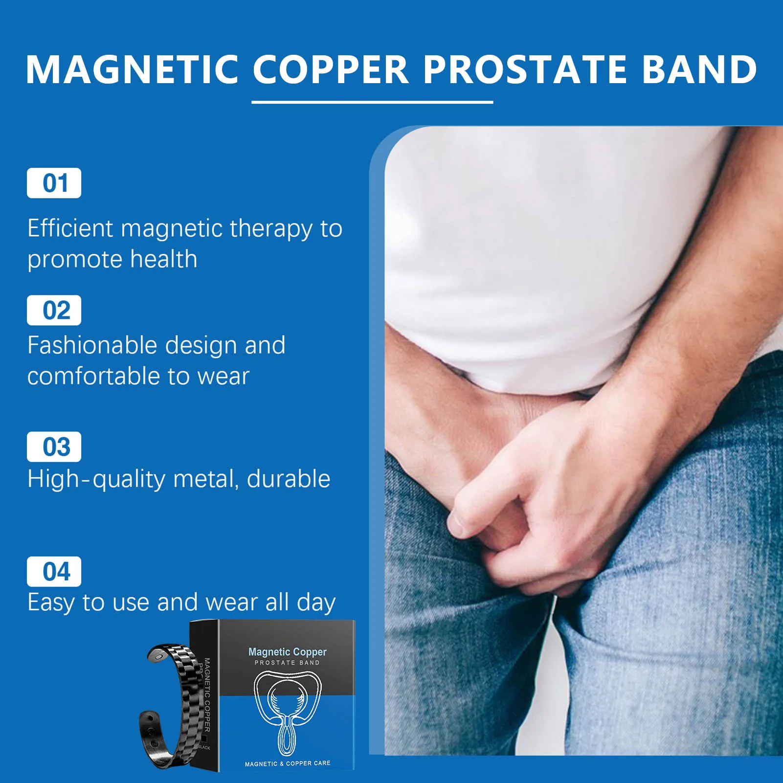 Magnetic Copper Prostate Band  Energy Magnets Stones Bracelet for Outside Office Business Leisure