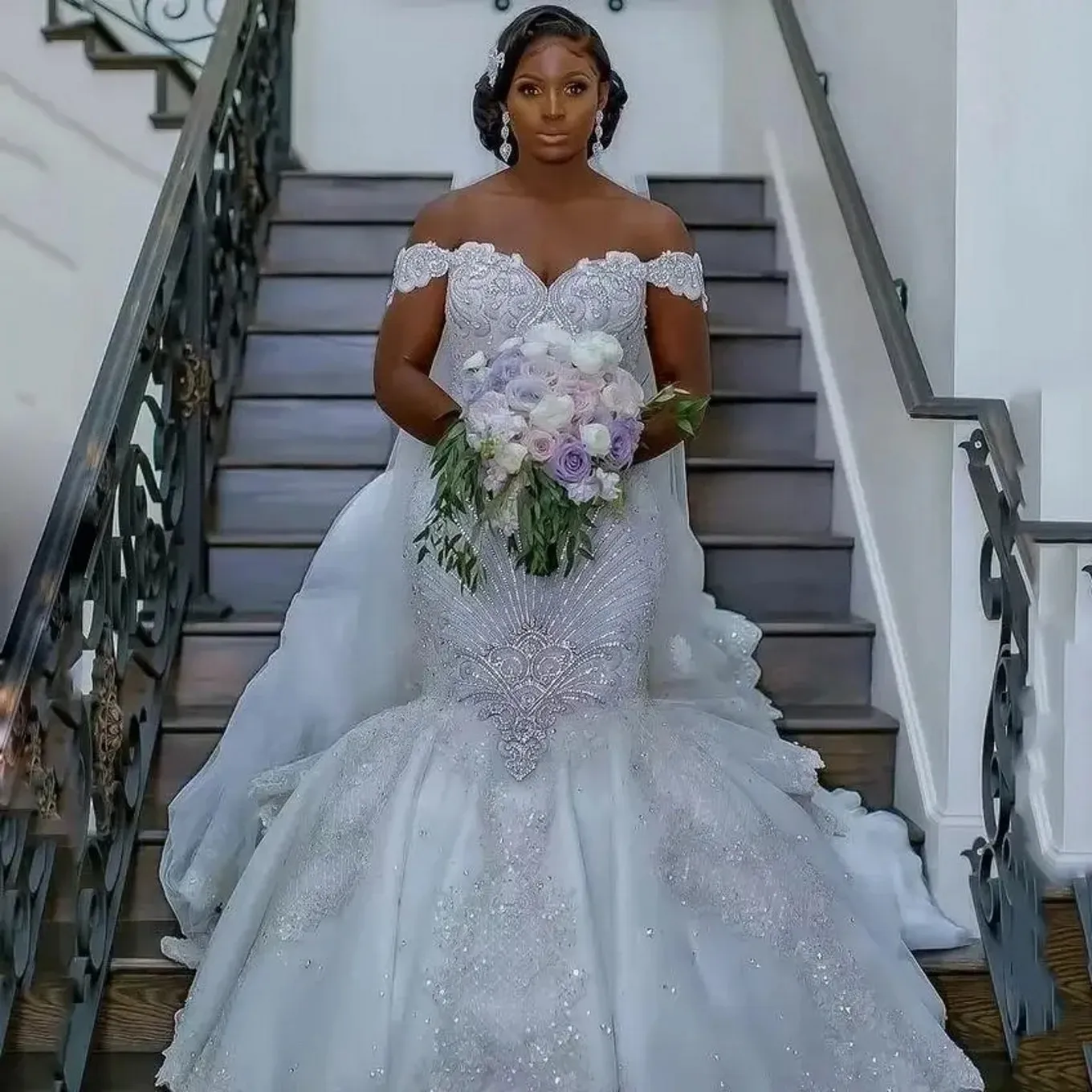 

Arabic African Wedding Dress 2026 Off the Shoulder Crystal Beads Lace Mermaid Bride Bridal Gowns Robe Mariage Vestidos De Noiva