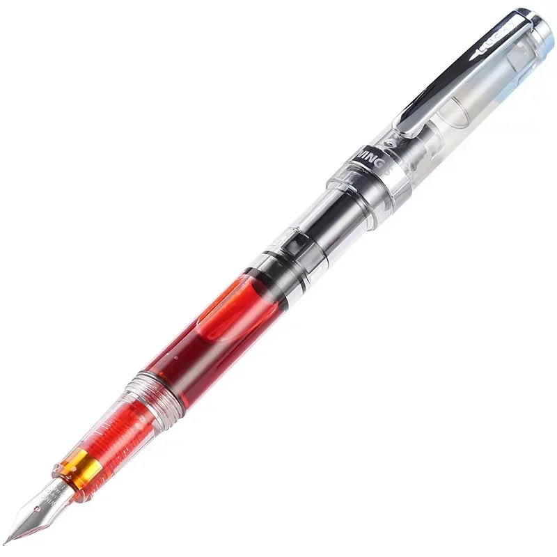 YONGSHENG 698  Fountain Pen Bright tip Transparent Black Vaccum Filling Fine Nib Ink Pen Office School Supplies Stationery Gift