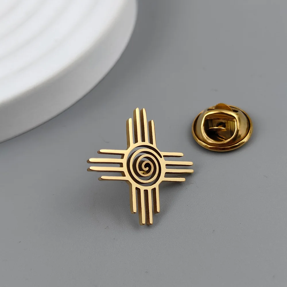 Cross Circle Gold Plated Badge, Suit Lapel Pin Black Silver Stainless Steel, Men's Collar Brooch, Halloween Gift