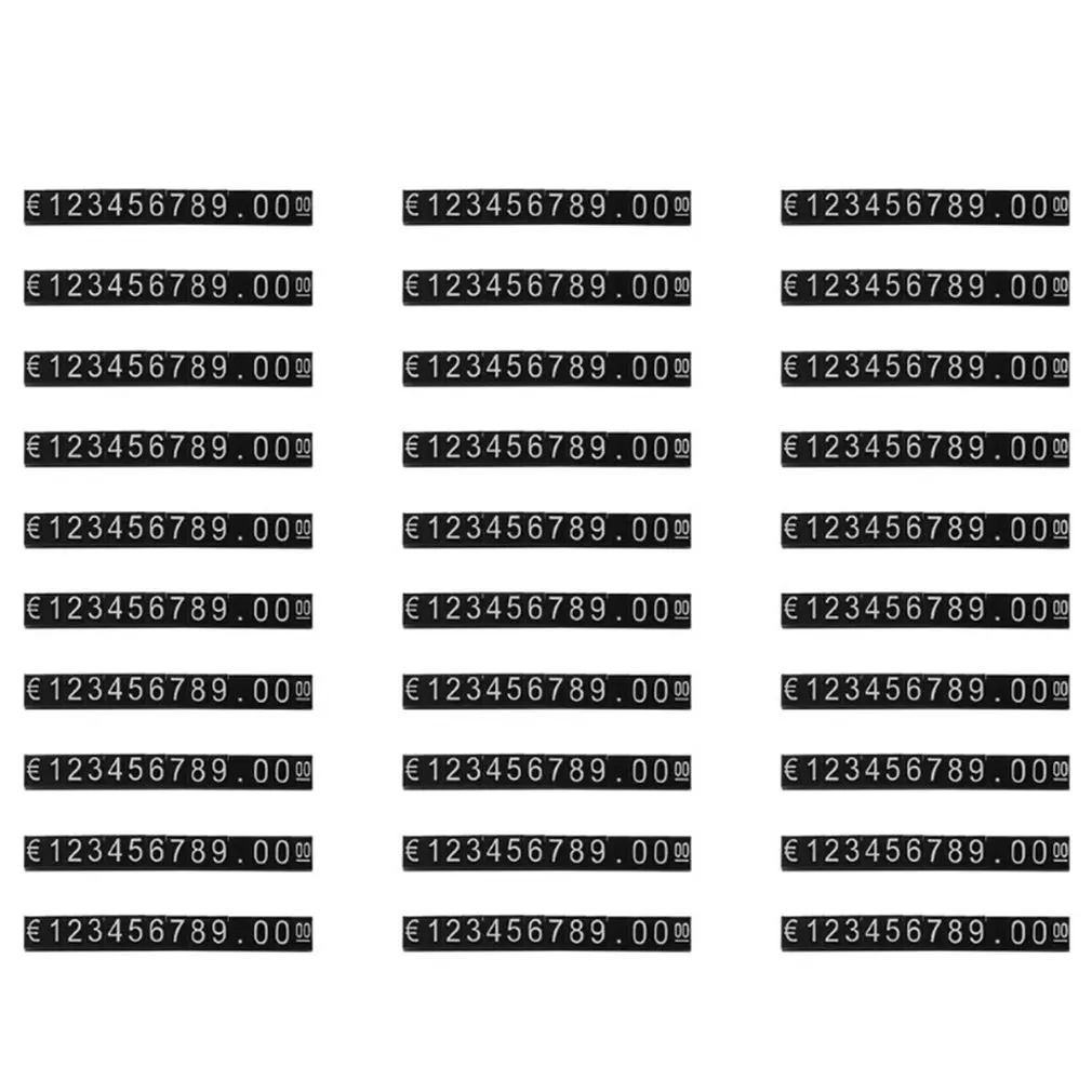 420 PCS ราคาก้อนสีขาวบนสีดำเครื่องประดับนาฬิกา Euro Sign Mini ปรับราคาป้ายสำหรับร้านค้าปลีก