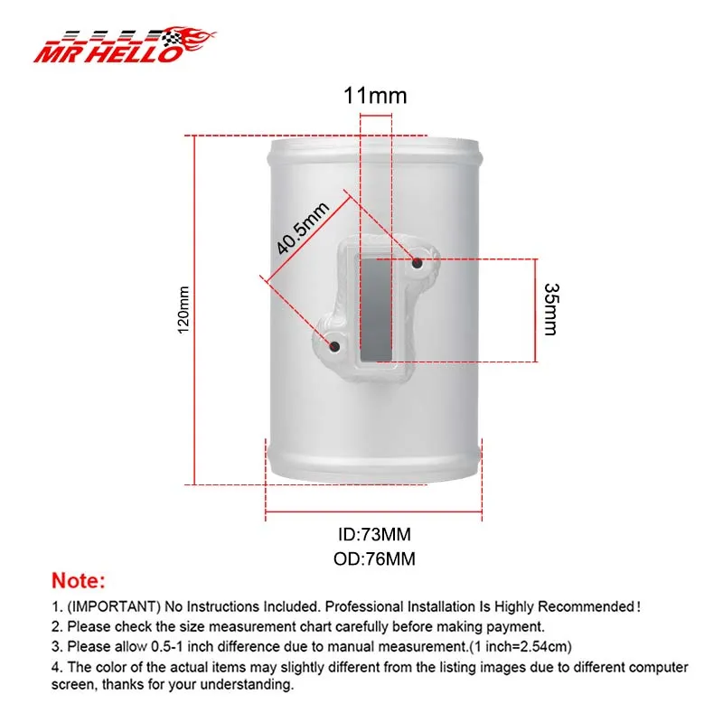 76mm Air Flow Sensor Adapter Intake Meter Mount Base Air Flow Adapter for Nissan For Honda For Ford 3inch MAF