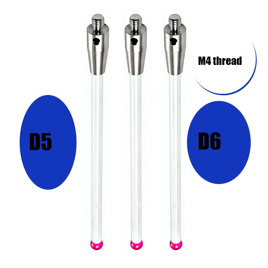 Outer diameter 5/6mm M4 thread L100 red gemstone ceramic contact needle rod 3D three-dimensional gauge CMM tip