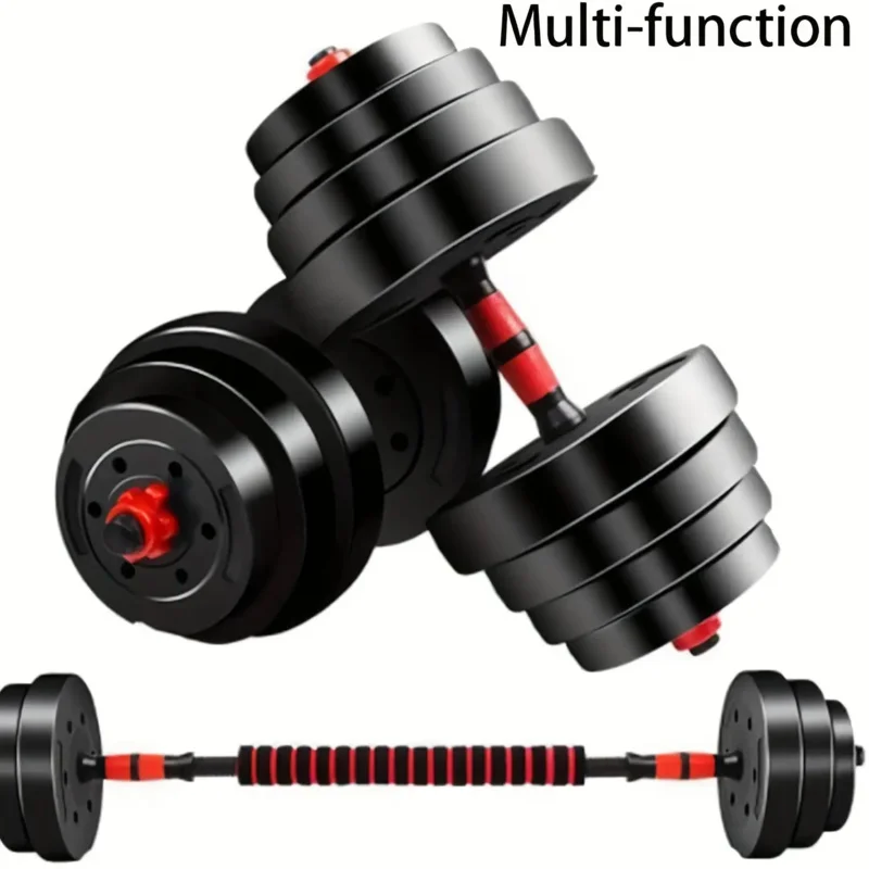 مجموعة بار دمبل متعددة الوظائف صديقة للبيئة، 2 بار مغطى بالمطاط + 4 براغي غير قابلة للانزلاق، مقابض رغوية للذراع والكتف والبطن #3