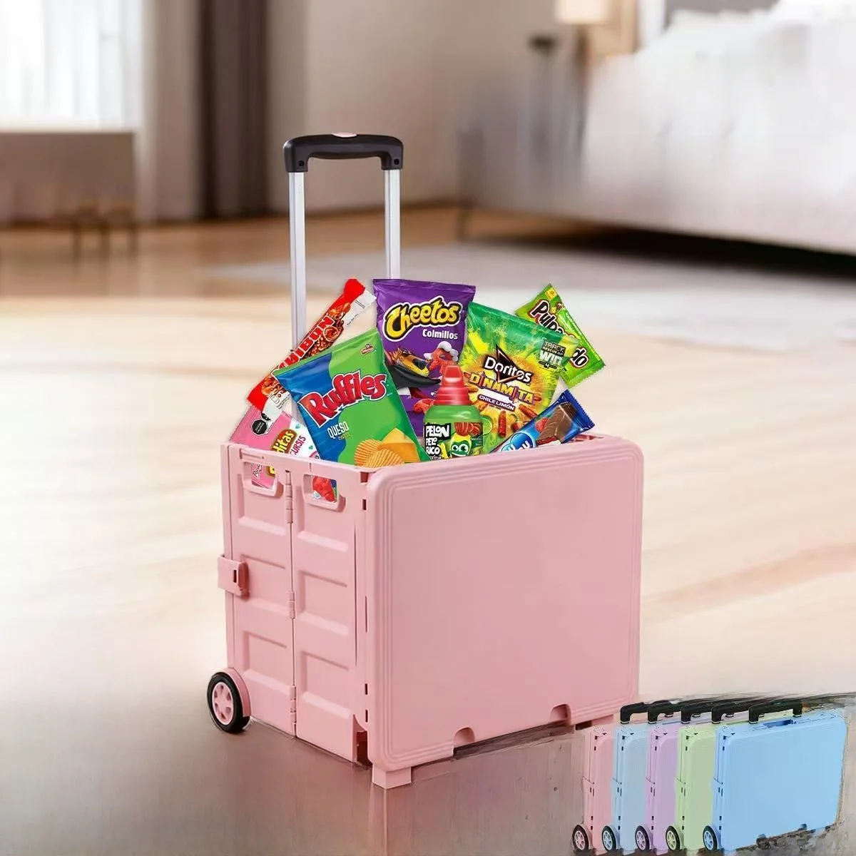 foldable-handheld-shopping-cart-with-pull-rod-stackable-vegetable-buying-outdoor-picnic-box-roller-skates-storage-box