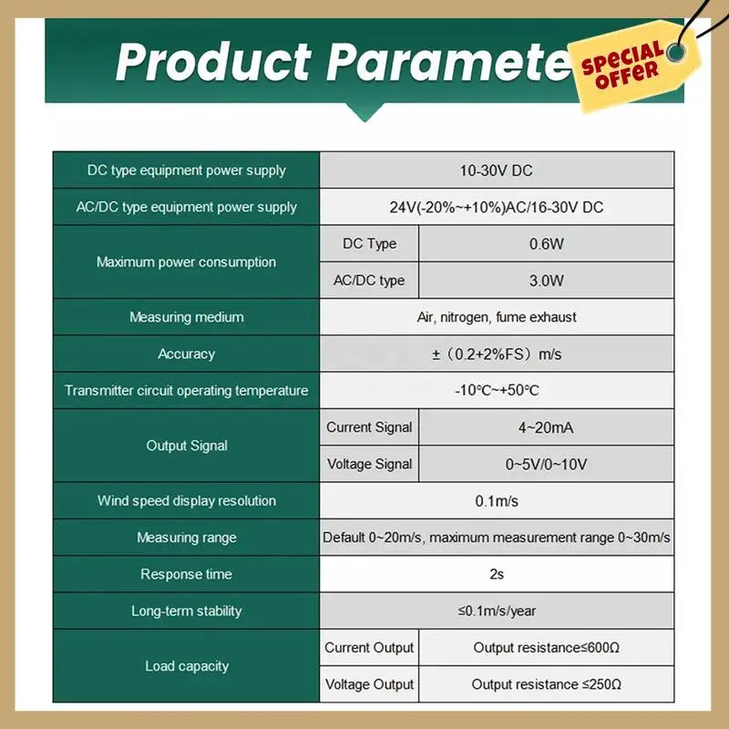 0-30 м/с трубы датчик скорости ветра 0-10 В высокоточный сантехнический детектор для измерения объема скорости воздуха передатчики простой в использовании