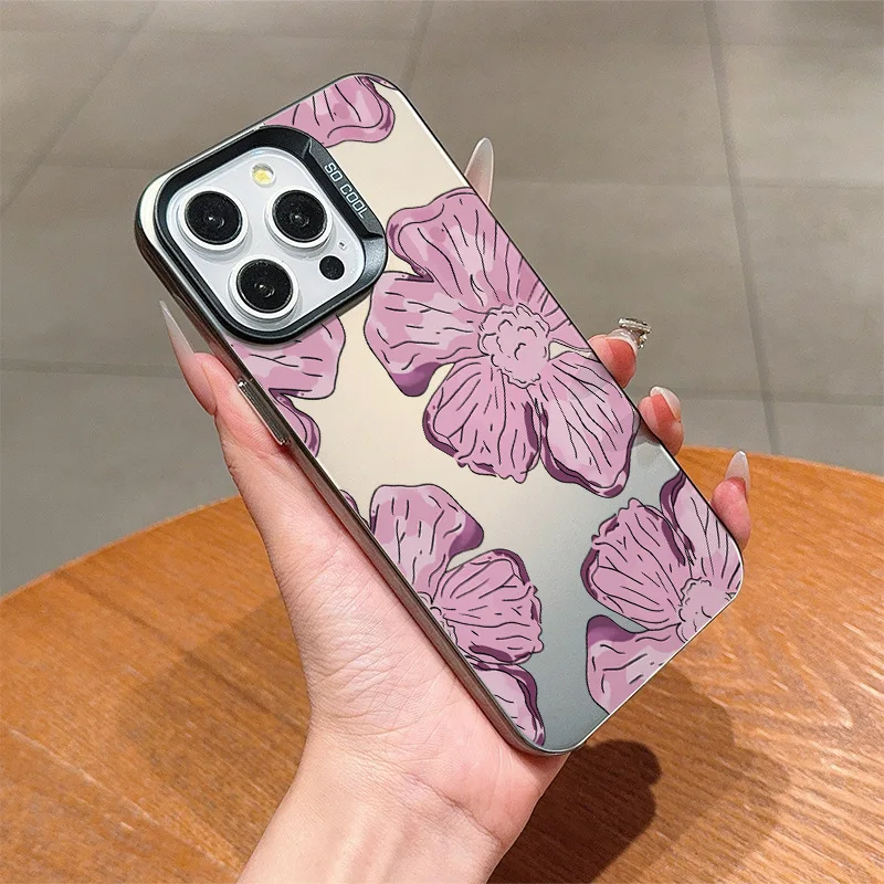 

Purple Flower Pattern Phone Case Suitable for iPhone 16 15 14 13 12 11 Pro/ Max/Plus Anti-Fingerprint Anti-Shock Rear Cover