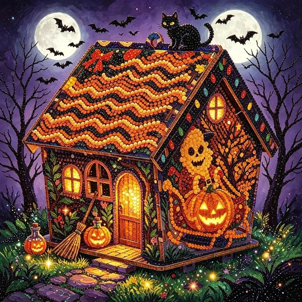 3d-wooden-house-halloween-rhinestone-painting-kit-spooky-ghost-pumpkin-pattern-diy-craft-kit-cute-pearl-art-handmade-craft-set