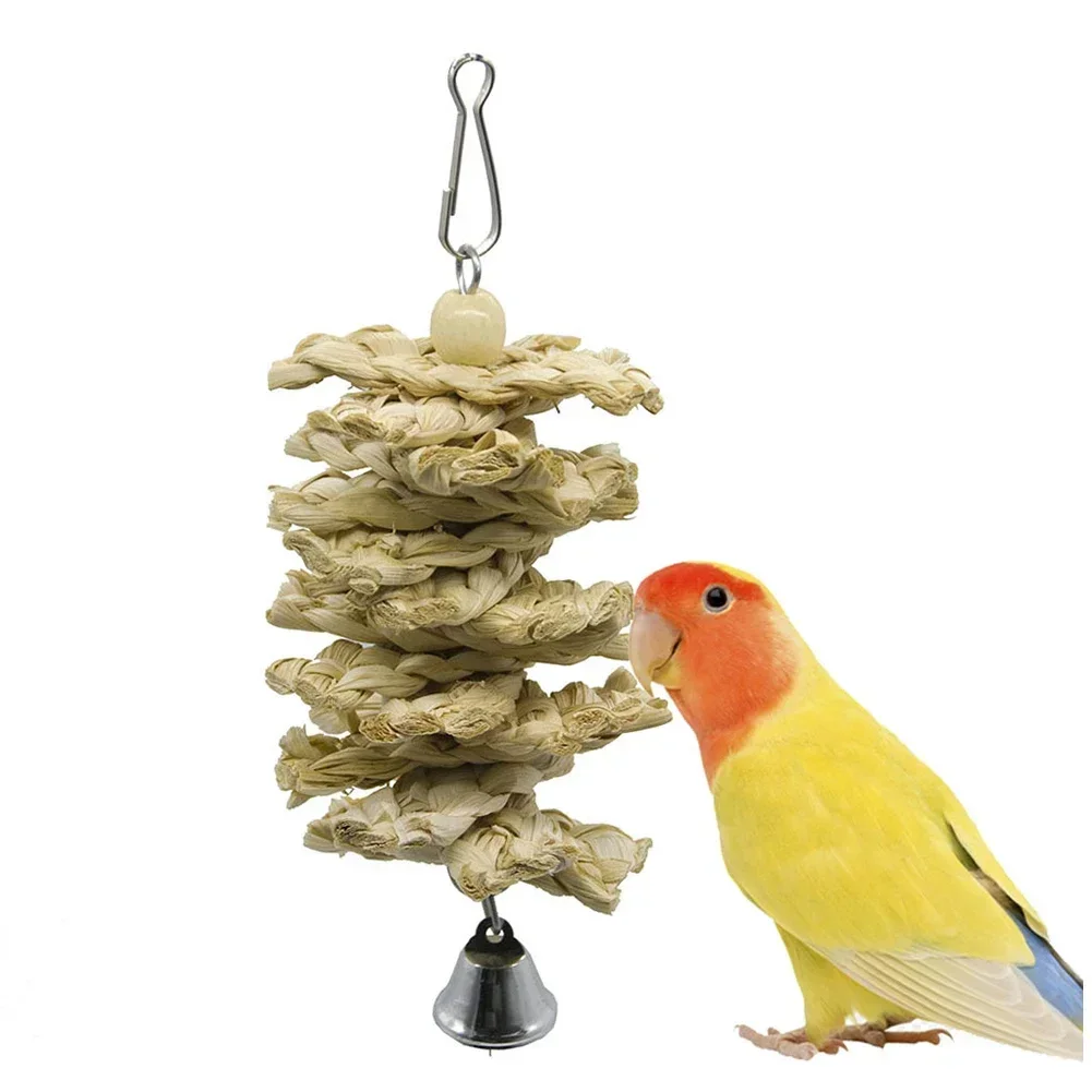 Handmade Natural palha mastigando mordida pendurado gaiola, brinquedos do pássaro de estimação, pássaro Swing, subir jogando pingente, 1 pc estilo