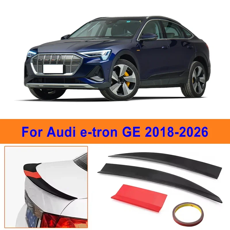 

For Audi e-tron GE 2018-2026 3-Section ABS Rear Trunk Spoiler 115-125cm Adjustable Sports Decor Top Wing Car Exterior Parts