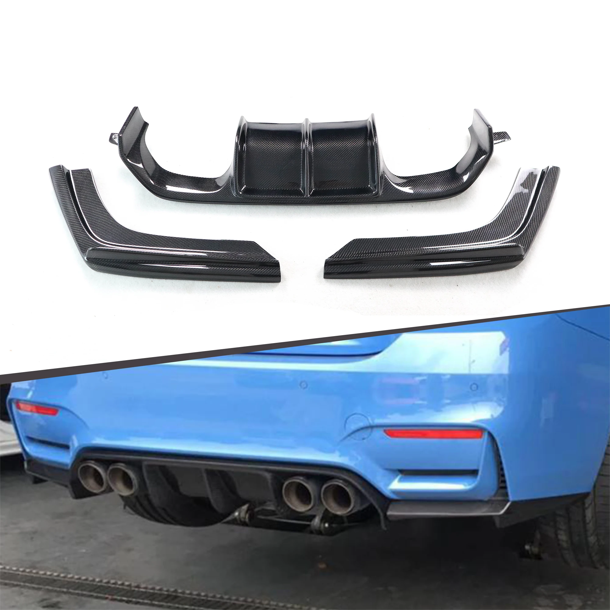

V Style Carbon Fiber Rear Diffuser Auto Bumper Car Diffuser Performance Styling Accessories for BMW F8X F80 F82 F83 M3 M4