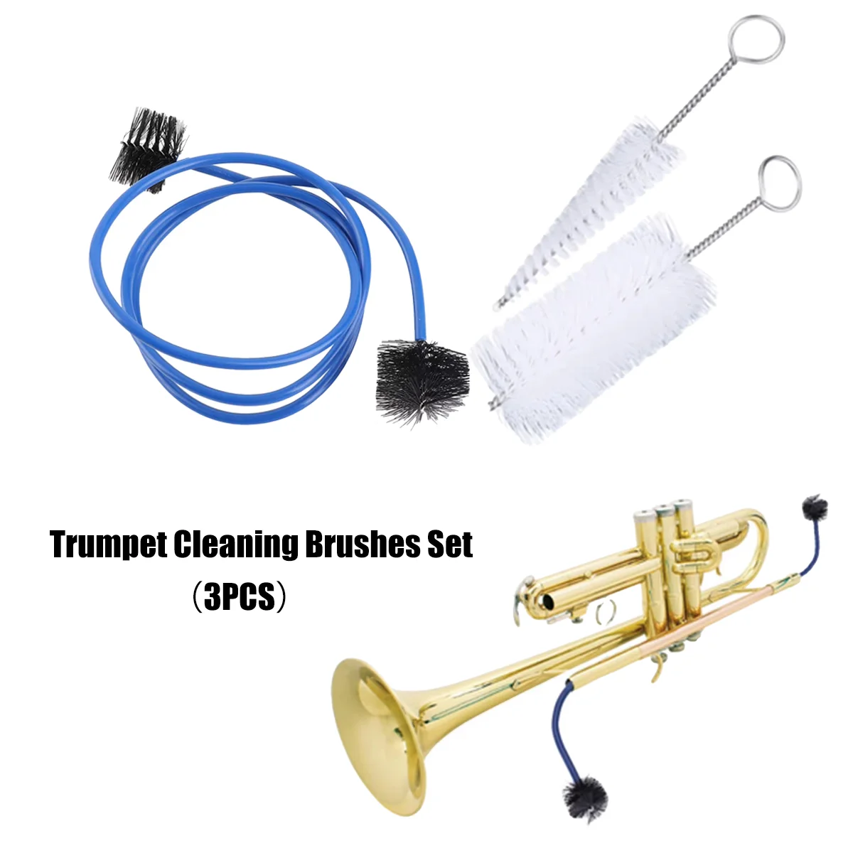 Miwayer Trumpet Maintenance Accessory Set, Practical Cleaning Brushes Kit for Deep Instrument Cleaning