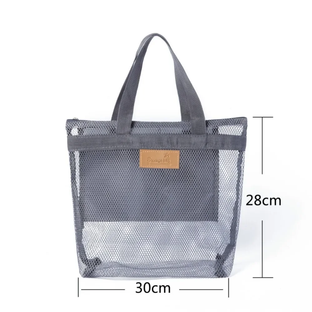 New Mesh Travel Storage Shower Bag Beach Toilet Cosmetic Handbag Swimming Mesh Pack Toiletries Organizer Foldble Storage Bag