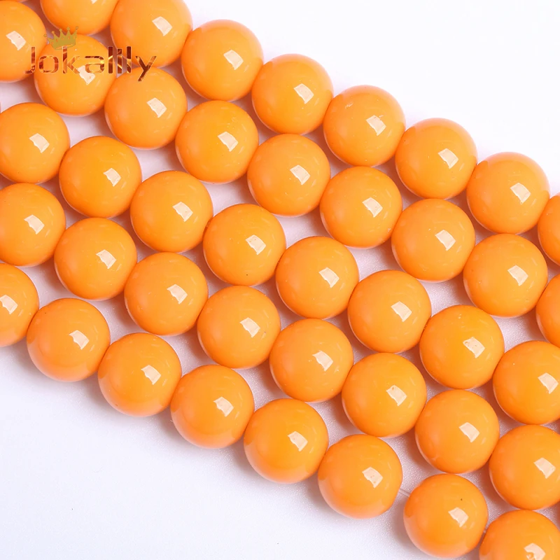 

AAA Natural Orange Jades Beads Round Loose Spacer Beads for Jewelry Making Needlework DIY Bracelets