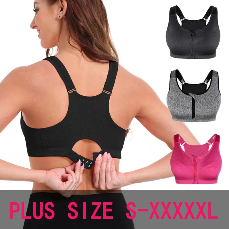 SEXYWG Sports Bras Hot Women Zipper Push Up Vest Underwear Shockproof Breathable Gym Fitness Athletic Running Yoga Bh Sport Tops