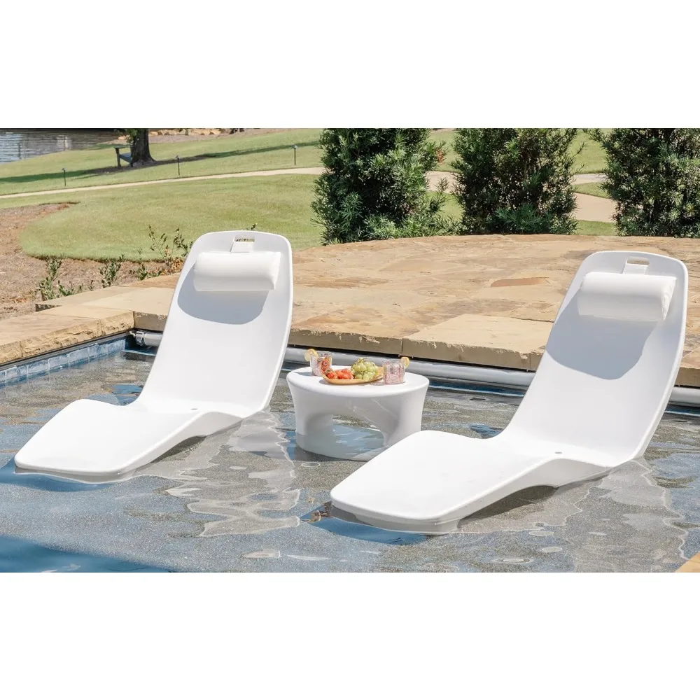 

Pool Lounge Chairs for Sun Shelf Set of Two, Pool Chairs and Lounger for Tanning Ledge with Optional Risers That