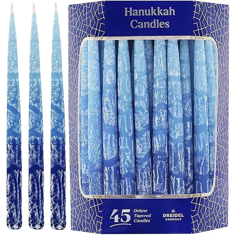 Candele di Hanukkah Candele affusolate deluxe satinate multi blu Hued Confezione singola per decorazioni natalizie e cerimonie religiose Ele