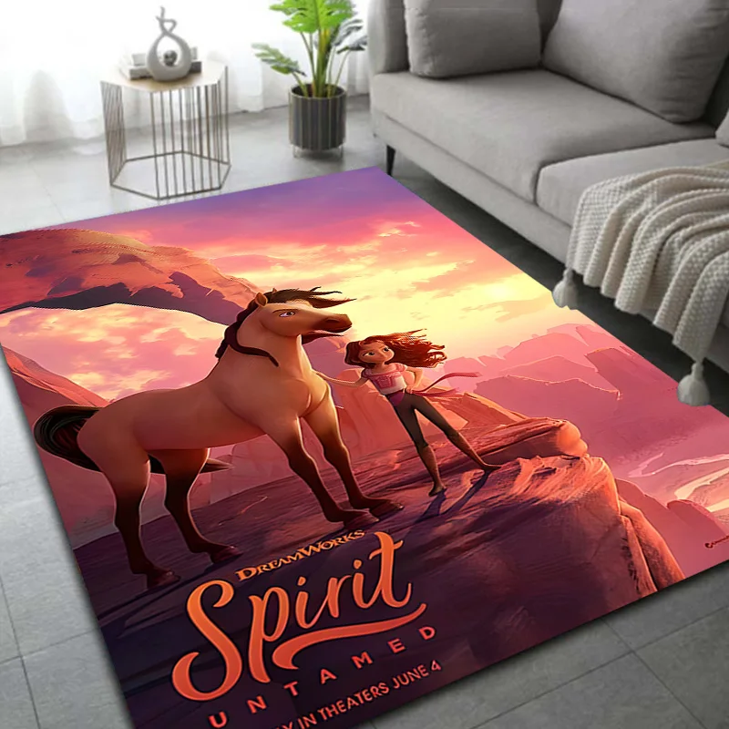 Cartoon Spirit Riding Free Horses Area Rug,Carpet Rug for Living Room Bedroom Sofa Doormat Decoration,  tapetes de sala tapis