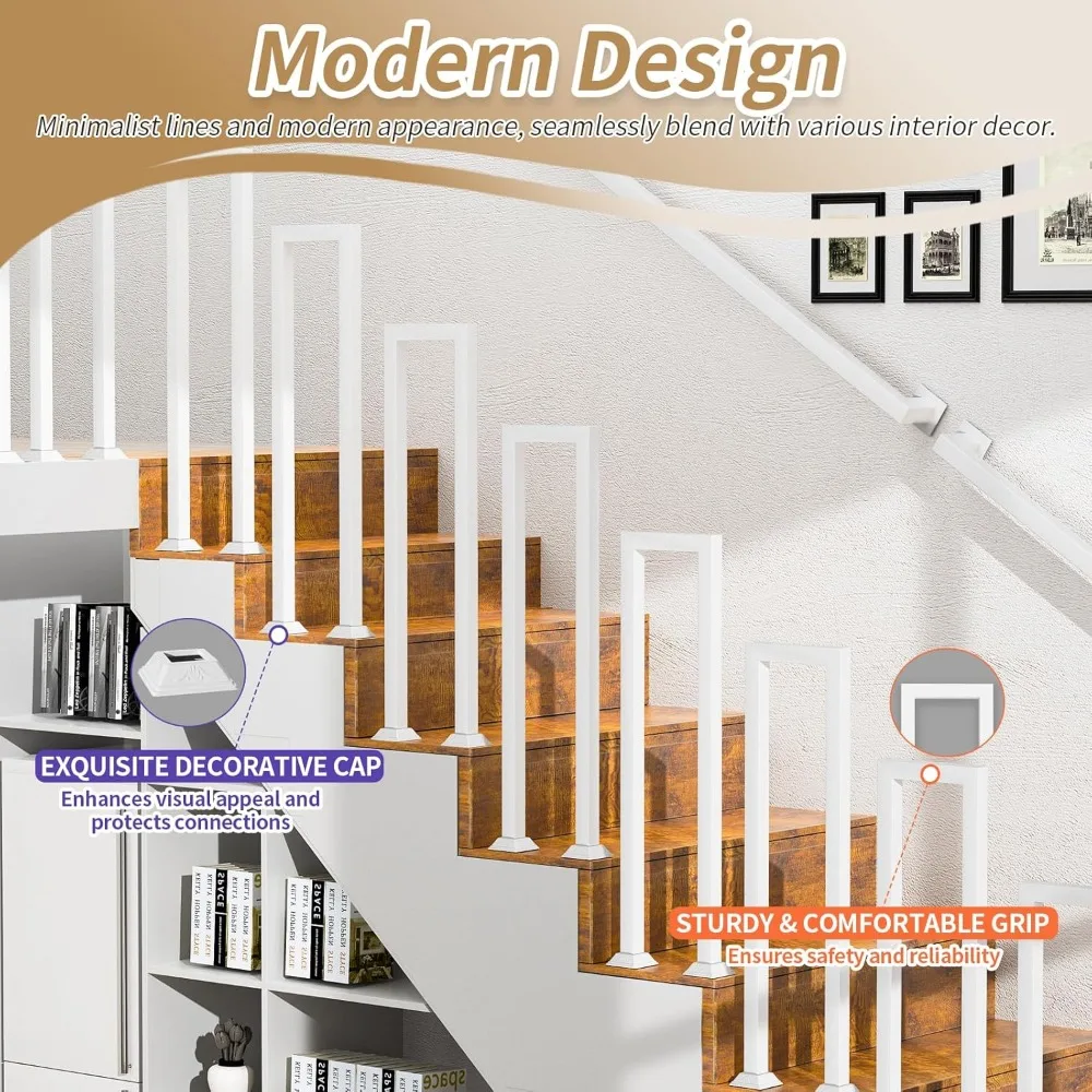 درابزين الدرج، درابزين الدرج الداخلي والخارجي، درابزين الشرفة وسياج سطح السفينة، درابزين الدرج المعدني الأبيض، مع C مزخرف #3