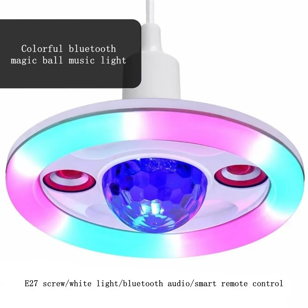 E27 LED Ceiling Colorful Lamp Home Marquee Lighting Bluetooth 2 Speaker Music Light Bedroom Smart With Remote Control Magic Ball