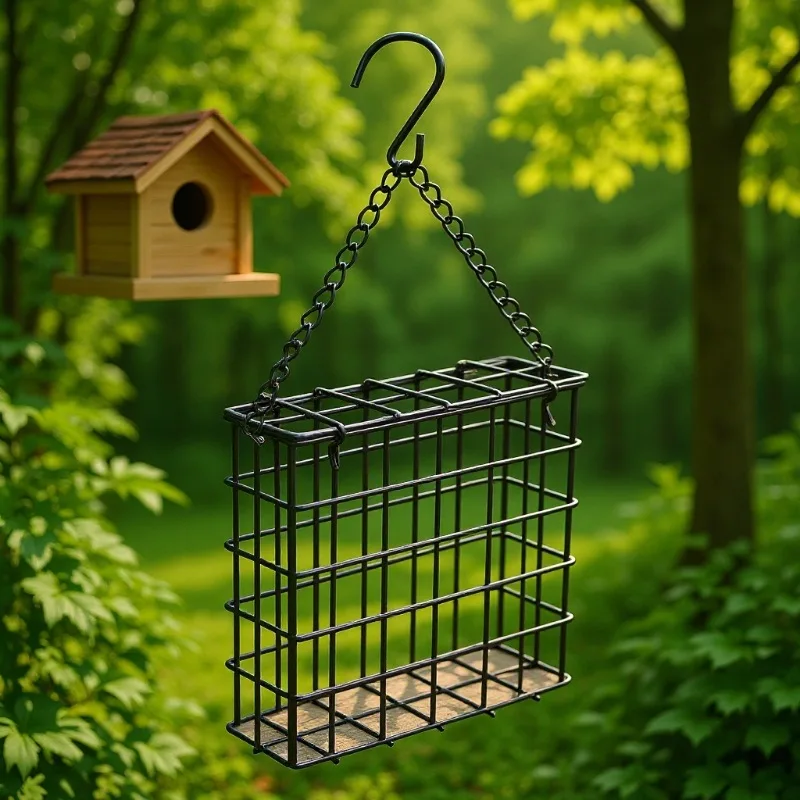 Comedero Cuadrado de Hierro para Pájaros, Bola de Alambre Metálico para Comida de Aves, Resistente al Óxido, a Prueba de Ardillas, Contenedor de Alimentos para Pájaros, Comedero para Colibríes