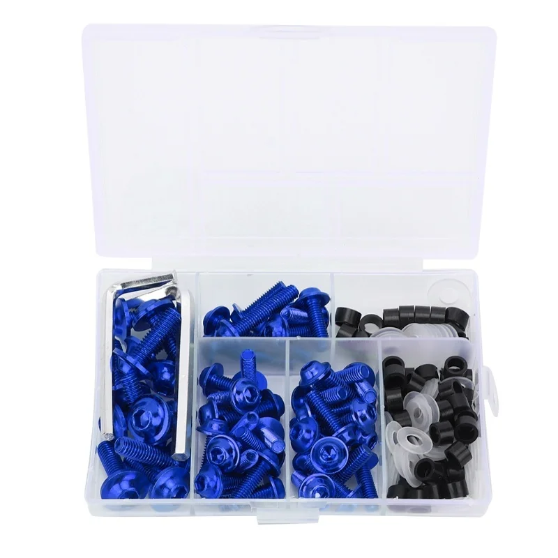 

158Pcs/Set Universal Fairing Bolts Gasket Wrench Kit Motorcycle AccessoryBlue