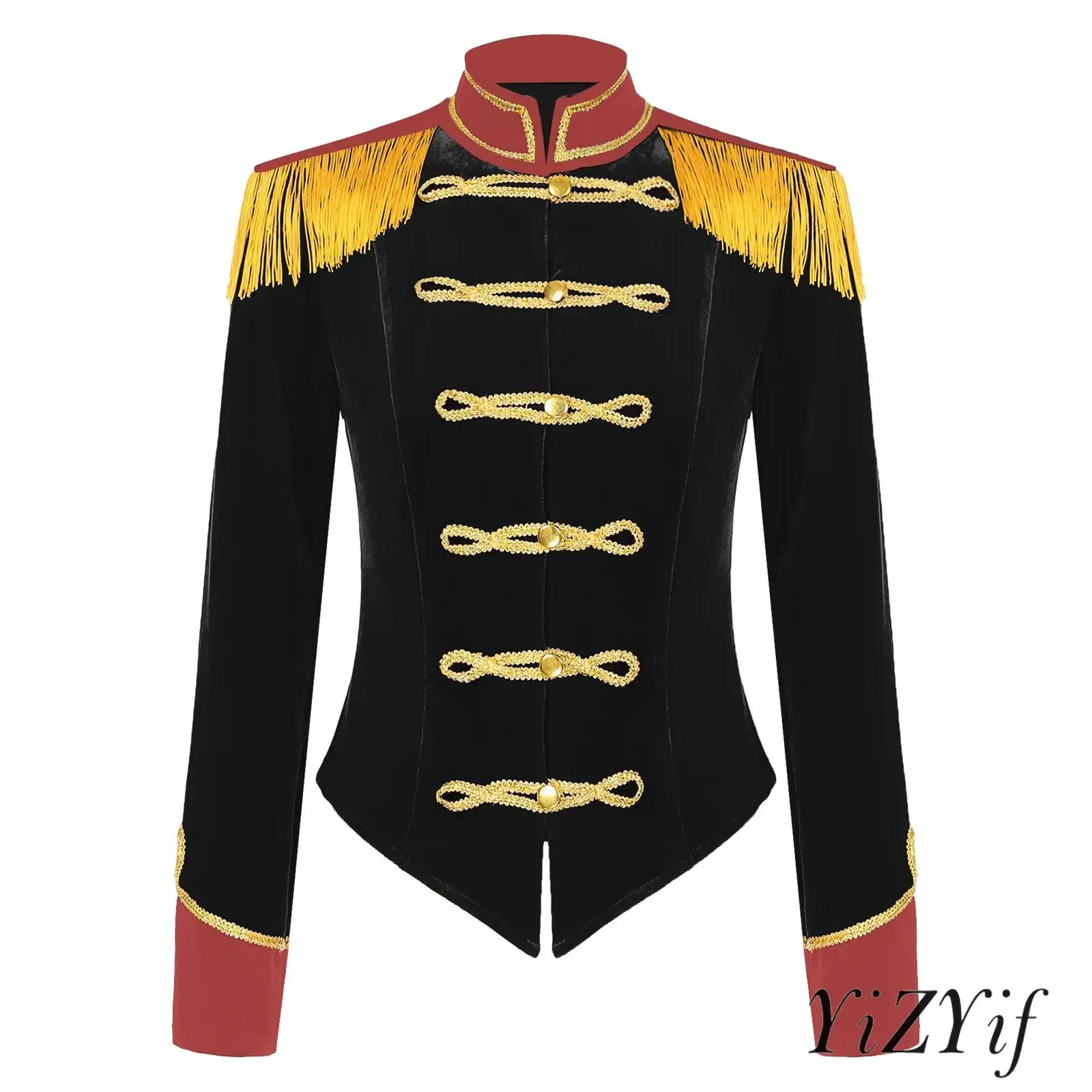 

Women's Circus Ringmaster Costume Velvet Showman Cosplay Tassel Victorian Jacket Stage Shows Halloween Costume Party Dress Up