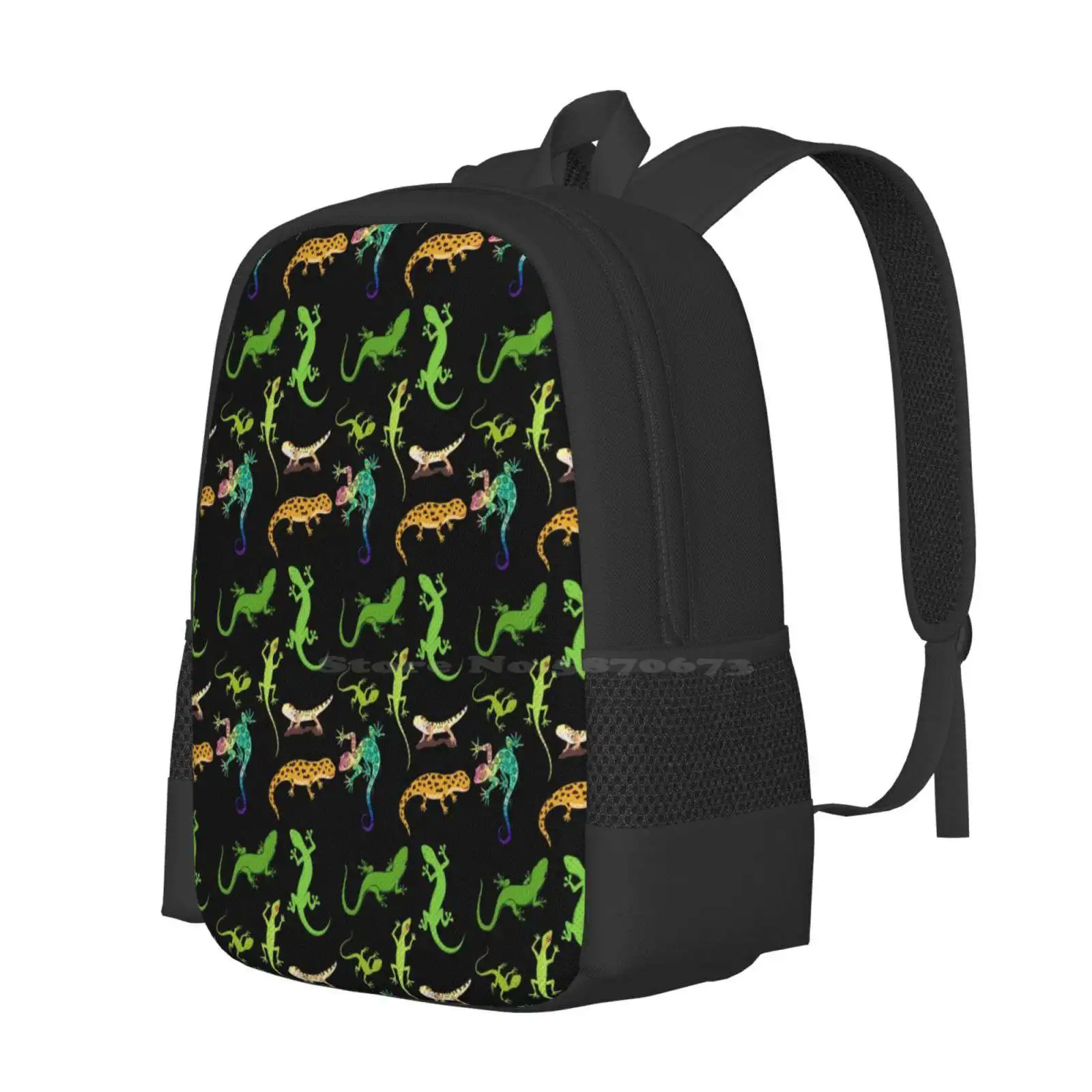 Gecko-Best Gift For Gecko Lovers School Bag Big Capacity Backpack Laptop Crested Gecko Leopard Gecko Lizard Gargoyle Gecko