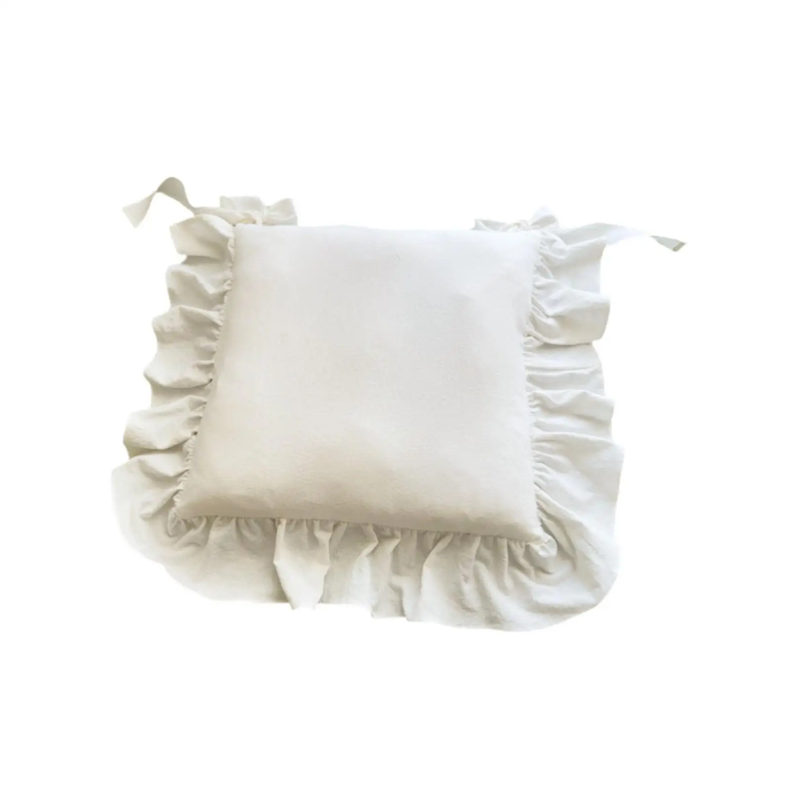 Ruffled Chair Cushion,Elegant,Comfortable with Ties,Seat Cushion,Square,Seat Pad for Cottage Kitchen Dining 17.7x17.7inch