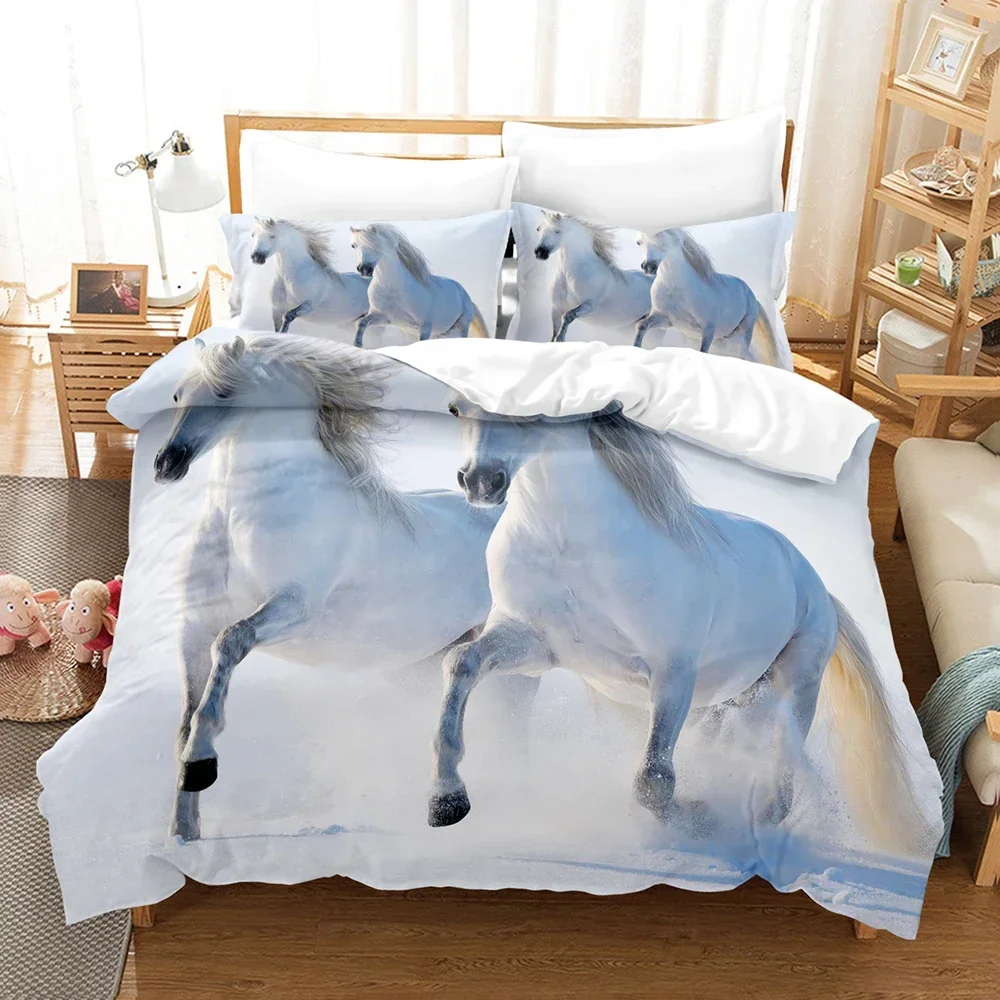 3D Print Horse Bedding Set For King Size, Duvet Cover, 200x200 With Pillowcases, Double Bed Set, 2 People, Luxury Quilt Sets