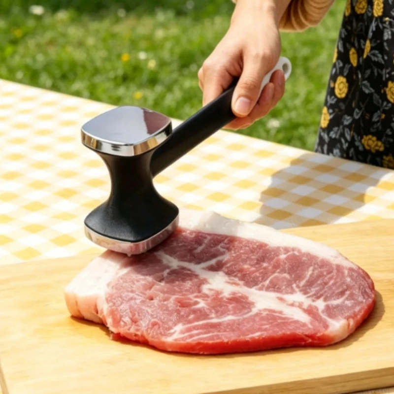 Heavy Duty Meat Tenderizer Hammer Stainless Steel Head Double Sided Mallet for Beef Steak Chicken Cooking Baking Kitchen Tool