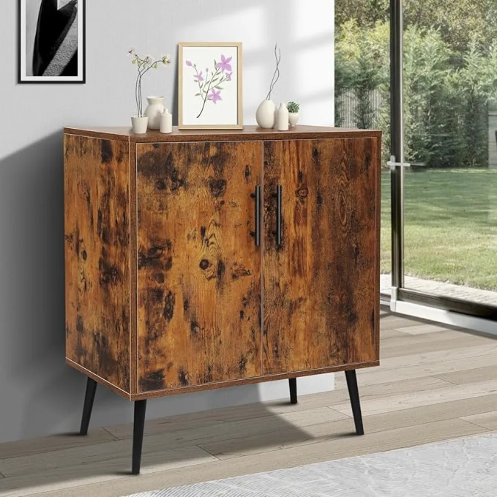 Set di 2 armadietti-armadietto accento di metà secolo armadio Buffet credenza 57 ''con ripiani