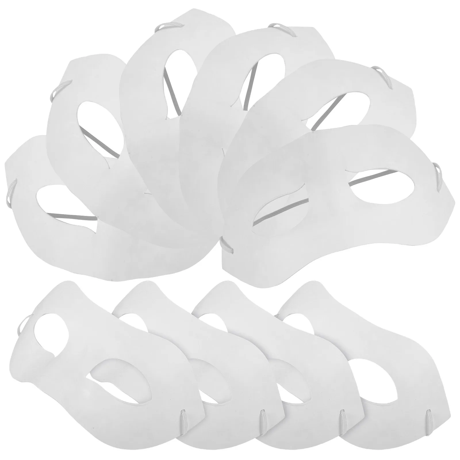 10pcs Blank Masks Diy Craft Props For Kids Adults Masquerade Halloween Party Decor White Mask Supplies Unpainted