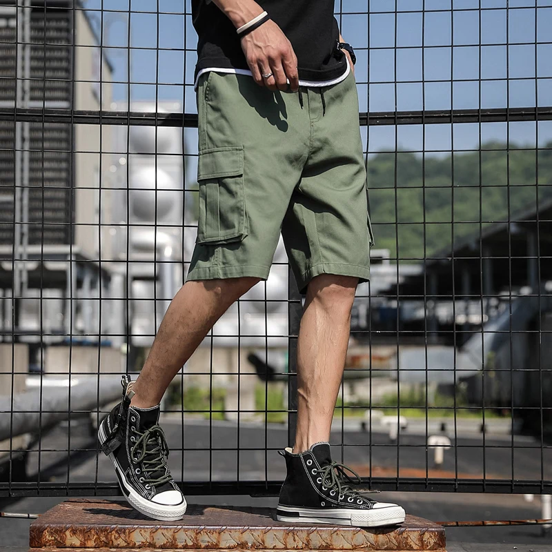 Men\'s Shorts 2023 Summer Mens Beach Shorts Ribbons Black Hip Hop Streetwear Casual Male Sportswear Shorts Men Cargo Shorts