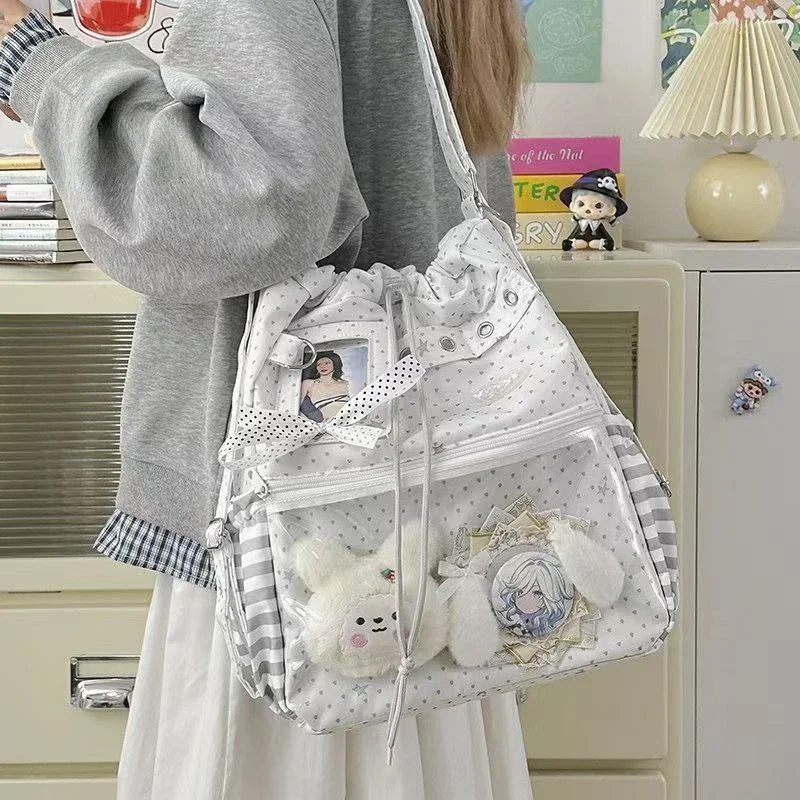 Fashion Itabag Harajuku Style Lolita Shoulder Bag Drawstring Backpack Anime Merchandise Transparent Layer Display Diy Tote Bag image 5