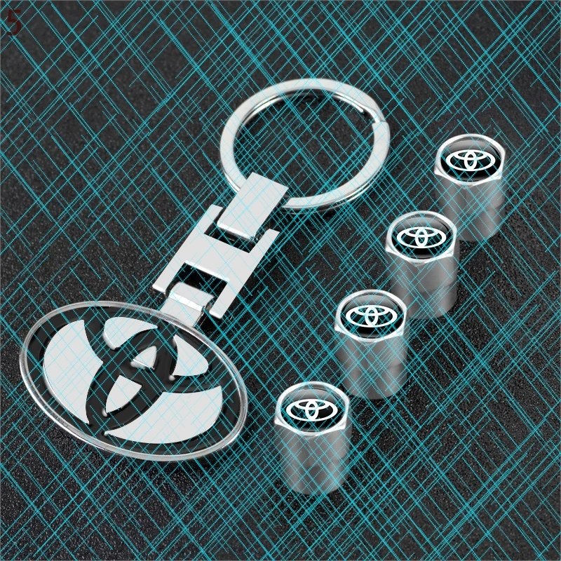 Juego de 4 tapas para válvulas de neumáticos de coche con llavero para Toyota Corolla, Auris, Rav4, Prius, Yaris, CHR, Prado, Corolla Supra, 86, Camry, Tacoma