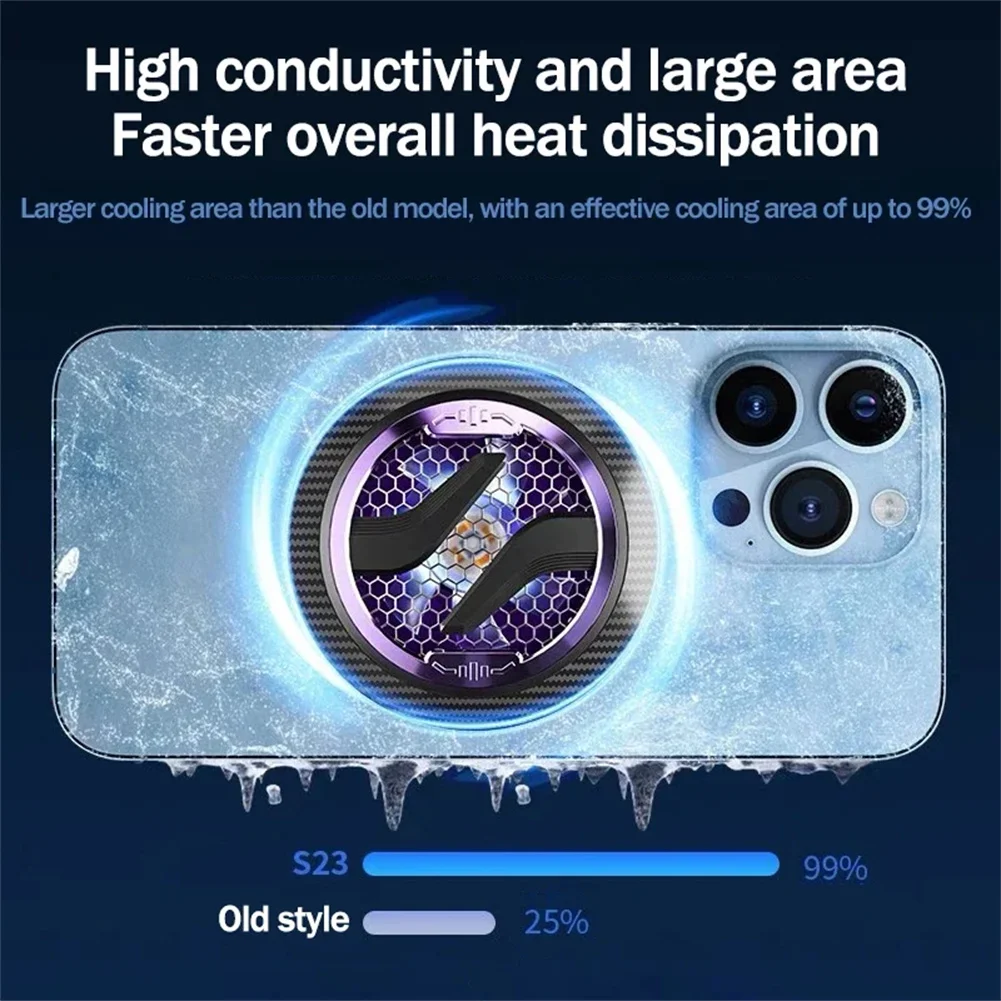 S23 Cell Phone Cooler Mobile Phone Magnetic Radiator Cooling Fan 15W 3 Gears Semiconductor Radiator Gaming Accessories