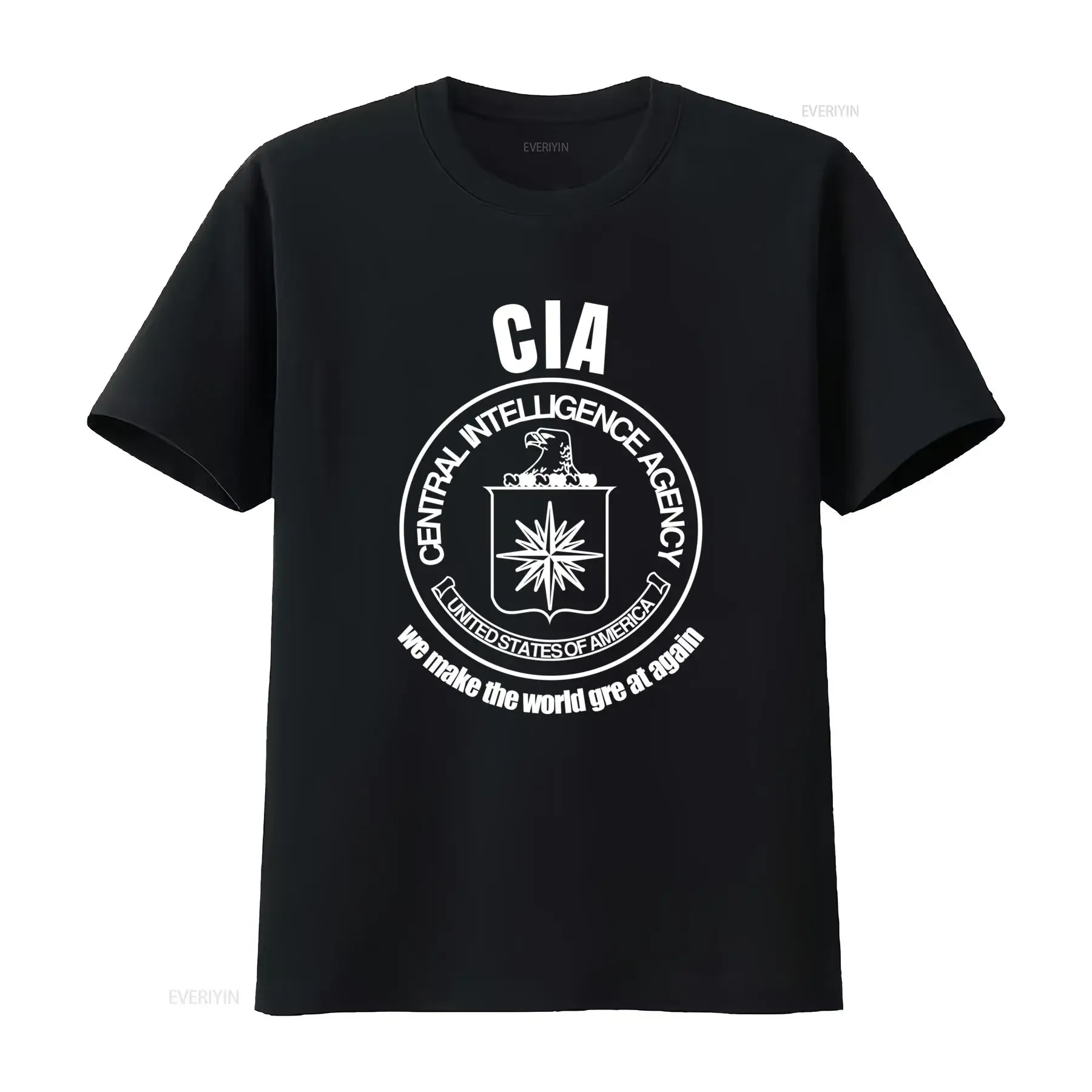 CIA Central Intelligence Agency USA America T Shirt Stylish Design with Logo and Motto vintage Washed Slightly streetwear