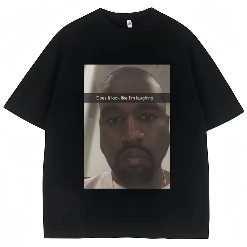 Camiseta divertida con meme de Kanye West, camiseta holgada de manga corta con diseño de Humor que dice que parece que estoy riendo, estilo vintage Harajuku
