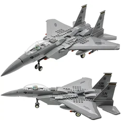 Military MOC F15 Aircraft Airplane Fighter J15 F18 F14 Model Building Blocks Children Assemble Boys Kid Educational Toys