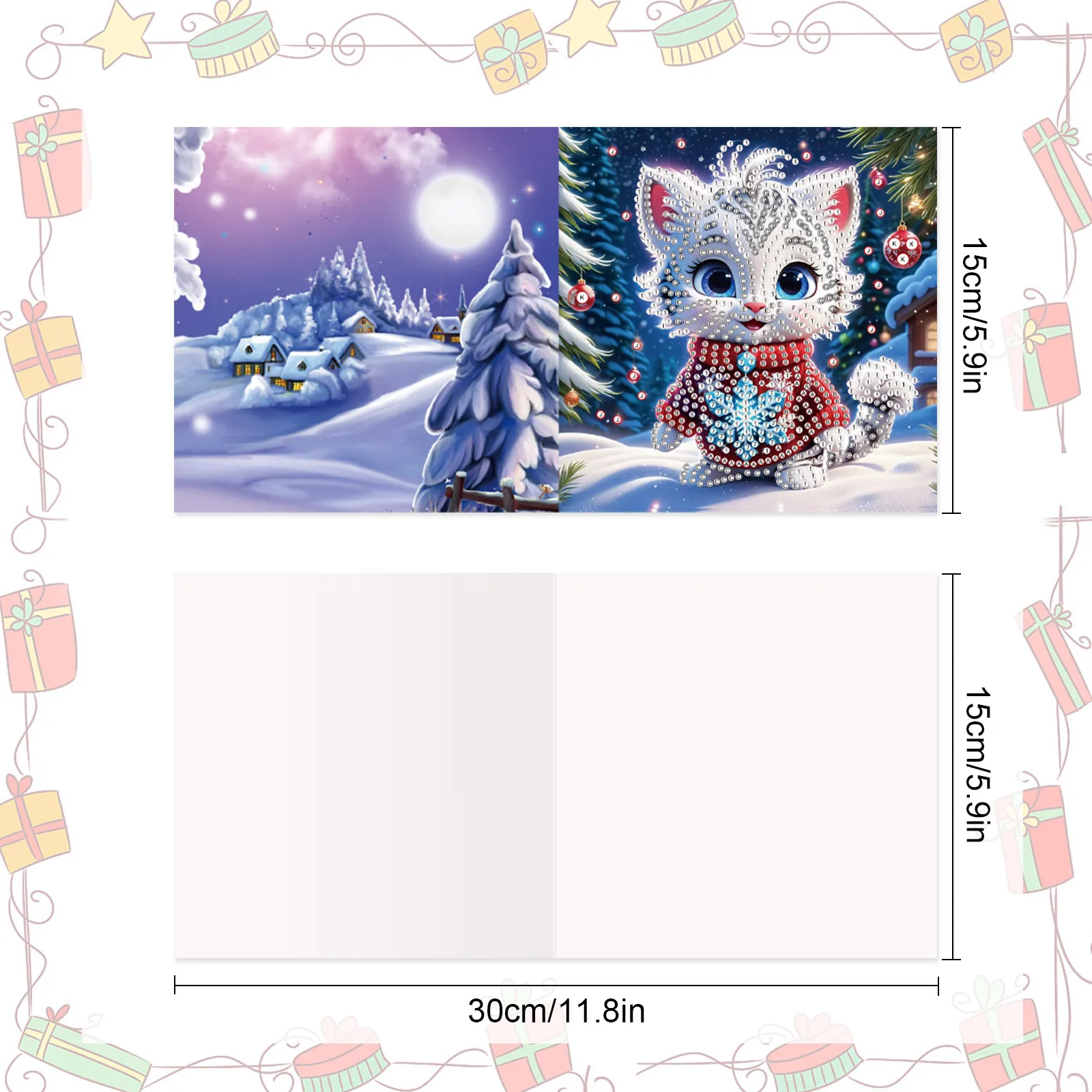 Irregular Shaped Diamonds Painting, Christmas Themed Diamond Painting Greeting Card Kit, DIY Handcraft for Relatives and Friends