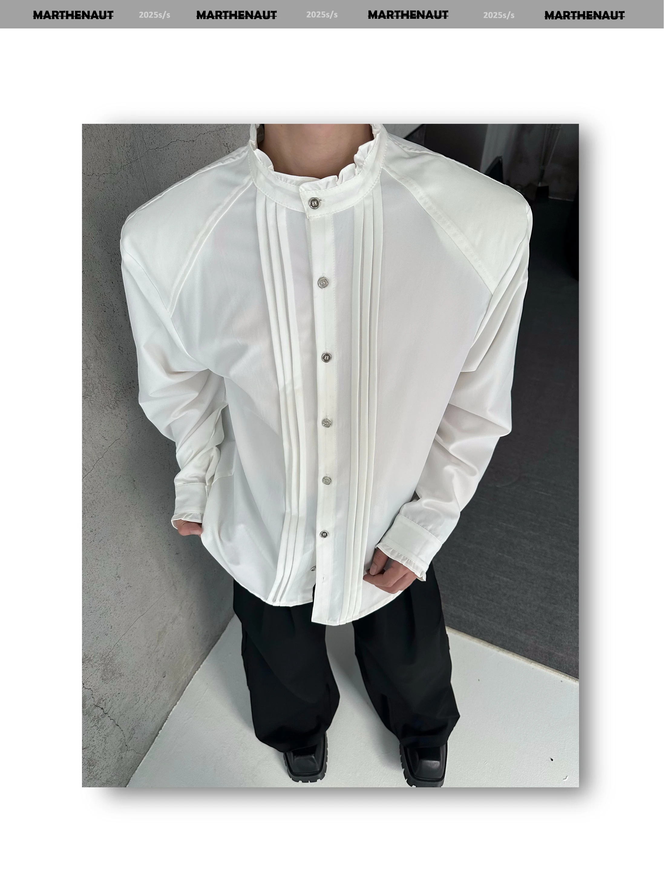 French Style High-End Court Style Lace Pleated Shirt Fashionable Loose Casual Long Sleeve Shirt for Men