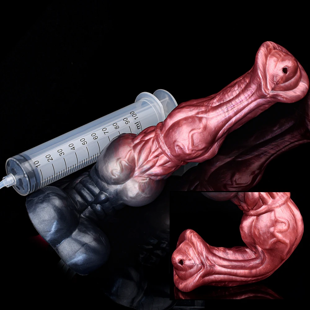 NNSX Realistic Horse Penis Long Squirting Dildo Anal Plug Toys with Suction Cup G-Spot Stimulation Sex Toy For Women Men Couples