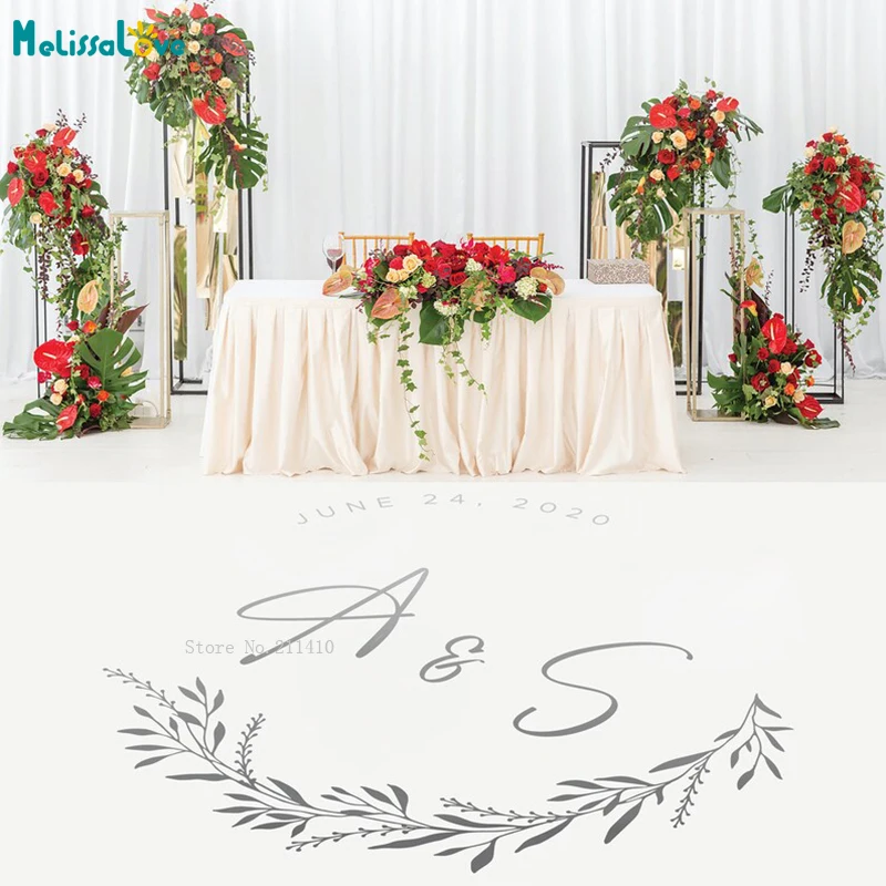 Grass Spike Art Words Custom Wedding Initial Date Dance Floor Decals The Best Gift Vinyl Removable Stickers Decor YT6857