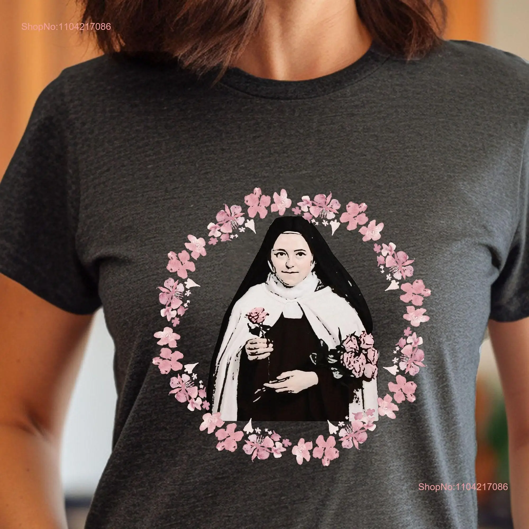 St Therese T Shirt Catholic Appareal Front Back design Faith Christian Aesthetic Clothes Believer All Saints Day