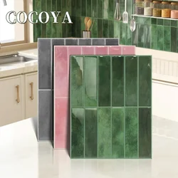 8 Sheets 3D Wall Sticker Self-adhesive Green Mosaic Peel Stick Wall Panel Backsplash for Kitchen Waterproof Tile Stickers