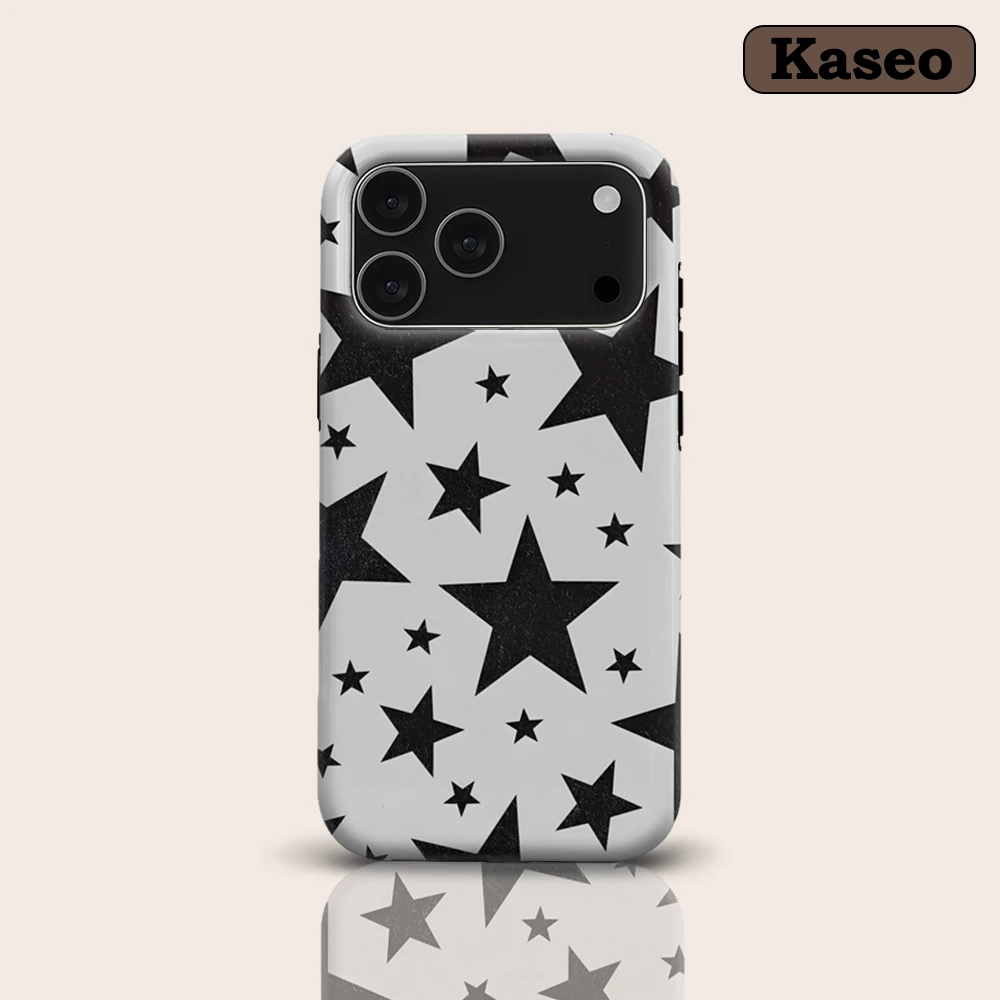 KASEO Matte Bumper for Magsafe Case for IPhone 17 16 15 14 Plus 13 Pro Max Shockproof Hard PC Black Star Scatter Cover