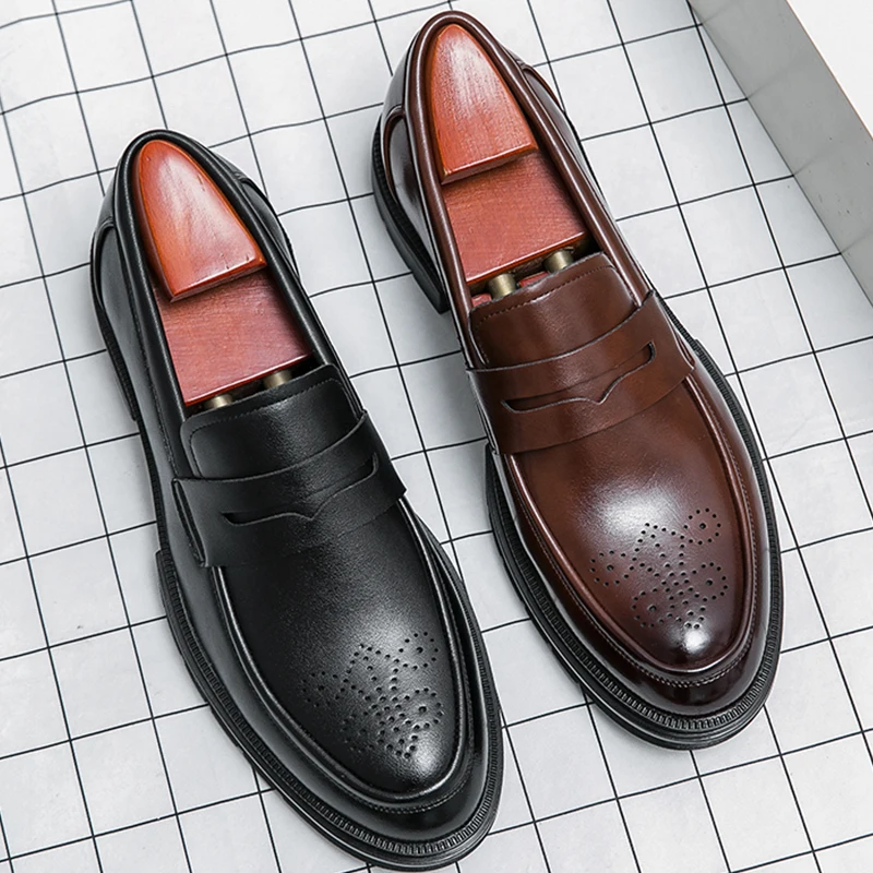 

Men's Dress Shoes Retro Casual Business Leather Shoes Men Office Loafers Formal Social Brogues Wedding Leather Shoes For Men