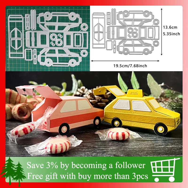 Christmas Tree Truck Gift Box, Cutting Dies for DIY Scrapbooking Supplies, New Photo Paper Card Decor, Craft Die, 2023 and 2024