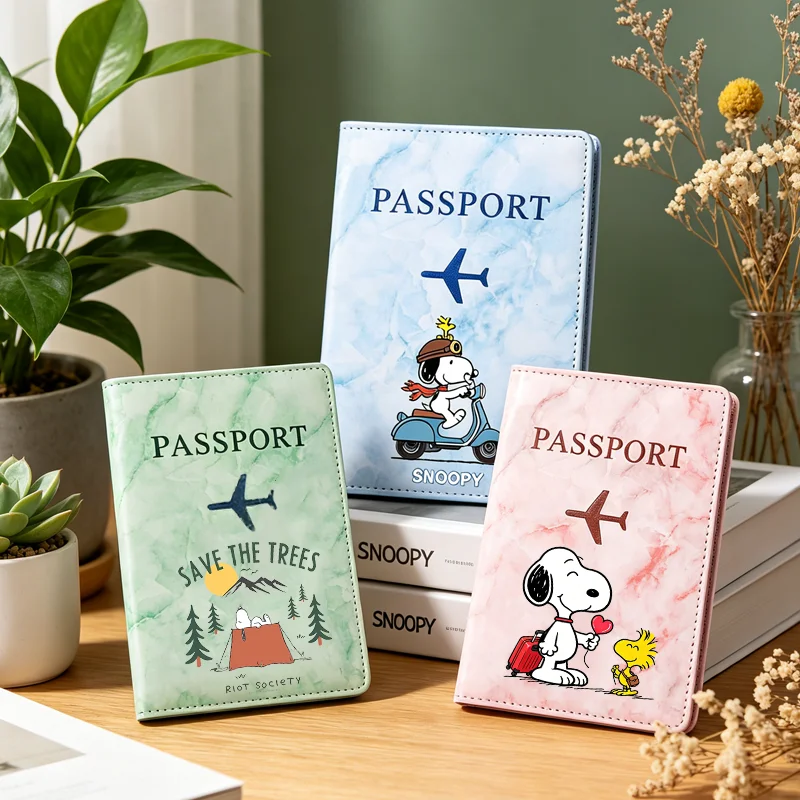 

Snoopys Passport Covers Women Men Ultra-thin Document Holder Cartoon Anime Print Travel Waterproof Passport ID Card Covers Gift